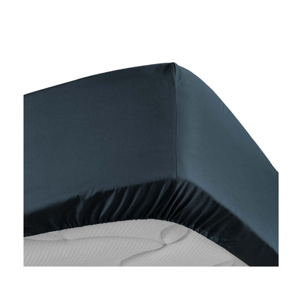 Cearceaf albastru închis din bumbac percal cu elastic 180x200 cm Percaline – douceur d'intérieur-image-3