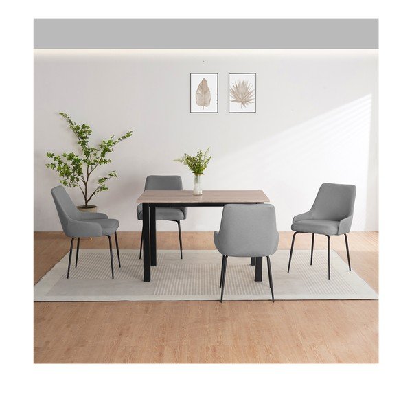 Masă de dining cu blat cu aspect de lemn de stejar 80x120 cm Durham – Støraa-image-2
