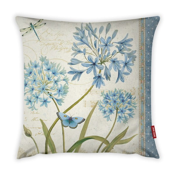 Față de pernă cu amestec din bumbac Vitaus Russado Azul Dos, 43 x 43 cm