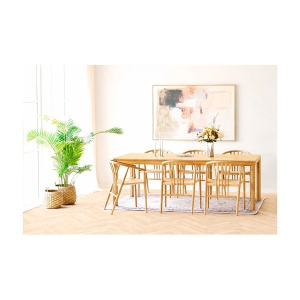 Masă de dining extensibilă cu aspect de lemn de stejar cu blat suplimentar Bowen – House Nordic-image-1