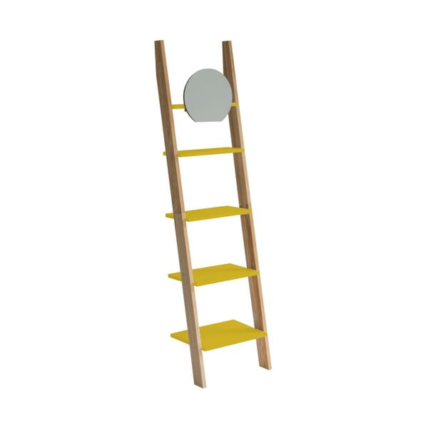 Etajeră cu suport din lemn și oglindă Ragaba Ashme Ladder, galben