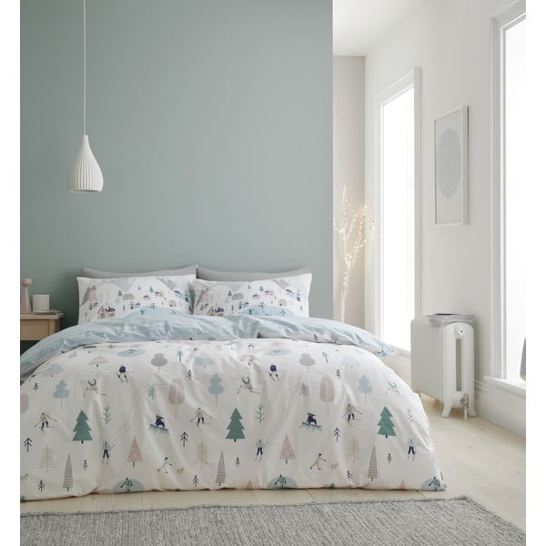 Lenjerie de pat albă din bumbac pentru pat dublu 200x200 cm Winter Fun – Bianca-image-1