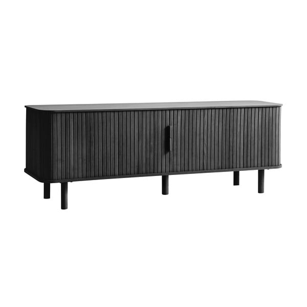 Masă TV neagră cu aspect de lemn de stejar 160x56 cm Cavo – Unique Furniture-image-4