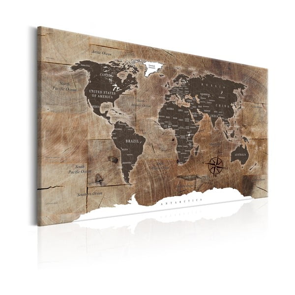 Avizier cu harta lumii Bimago Wooden Mosaic, 120 x 80 cm-image-2