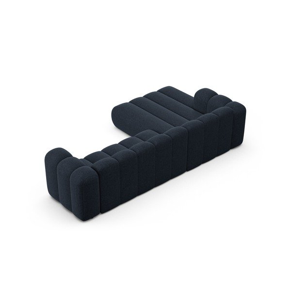 Colțar albastru închis cu tapițerie din chenille (cu colț pe partea stângă/cu șezlong) Lupine – Micadoni -image-3