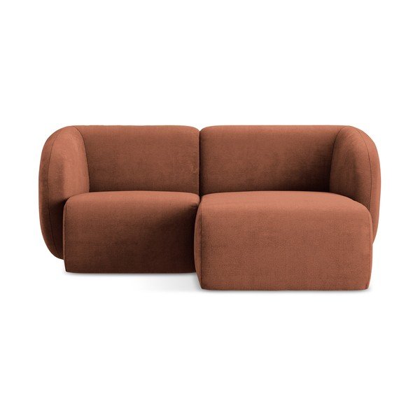 Colțar teracotă cu tapițerie din chenille (cu colț pe partea dreaptă/cu șezlong) Lani – Makamii