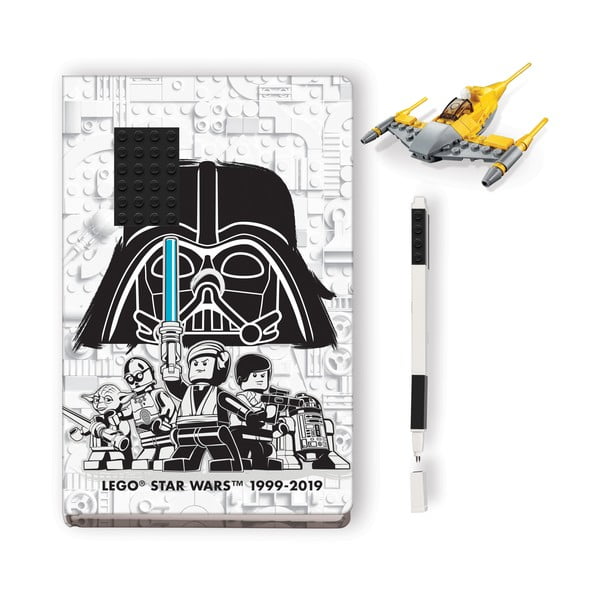Set agendă, pix și piese de construit LEGO® Star Wars Naboo Starfighter