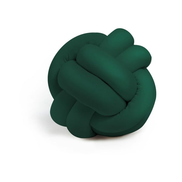 Pernă Knot Decorative Cushion Velvet Effect, ⌀ 25 cm, verde închis