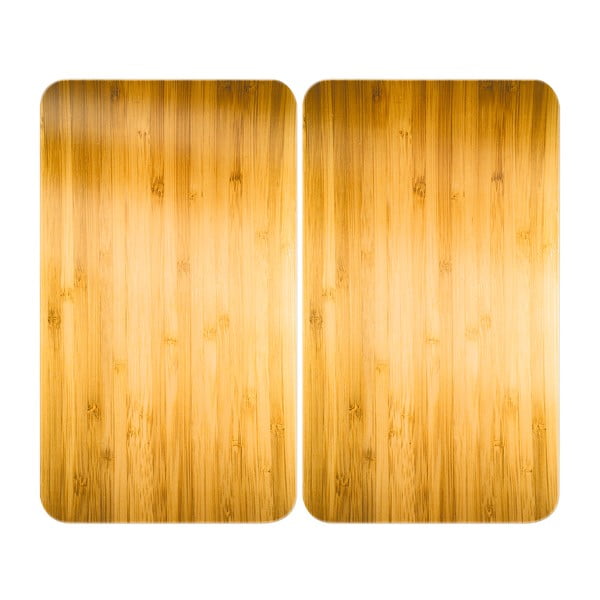 Protecții de aragaz 2 buc. din sticlă temperată 52x30 cm Wooden – Maximex
