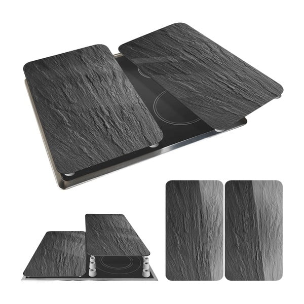 Set 2 protecții din sticlă pentru aragaz Wenko Slates, 52 x 30 cm-image-2