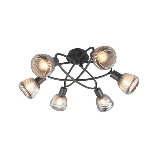 Plafonieră neagră cu abajur din sticlă Tarifa – Trio-image-2