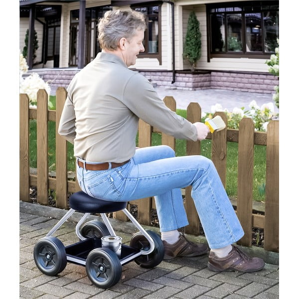 Scăunel de grădină negru/gri Secura – Maximex-image-2