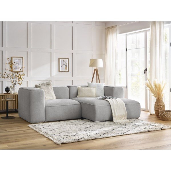 Colțar gri deschis cu tapițerie din țesătură bouclé (cu colț pe partea dreaptă) Zephyr – Bobochic Paris-image-1