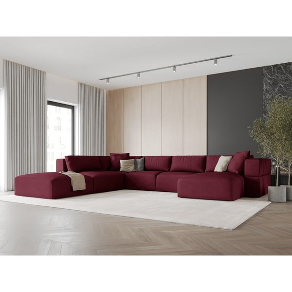 Colțar burgundy (cu colț pe partea stângă /în formă de "U") Esther – Milo Casa-image-1