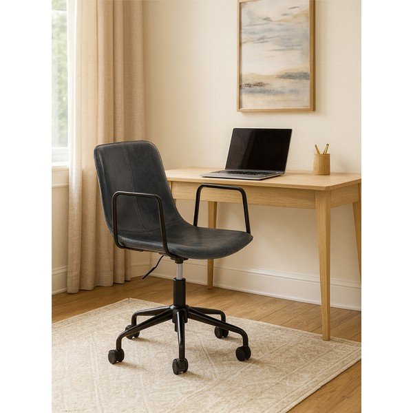 Scaun de birou gri închis din imitație de piele Branson – Premier Housewares-image-1