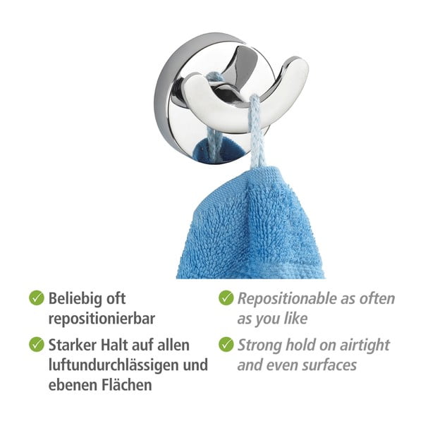 Cârlig pentru prosop Wenko Capri Duo cu sistem de prindere Vacuum-Loc, până la 33 kg-image-1