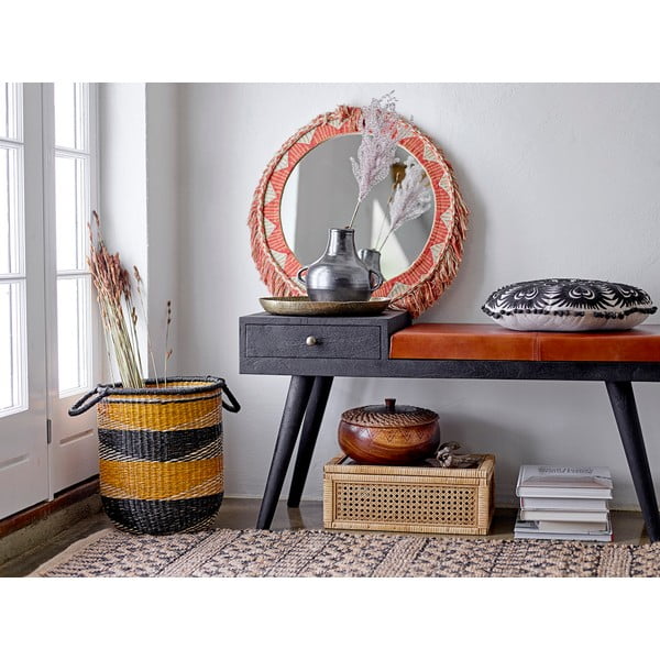 Pernă decorativă Bloomingville Mandala, ø 36 cm, negru-bej-image-1