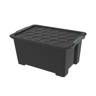 Cutie de depozitare  negru lucios din plastic cu capac Evo  Safe - Rotho