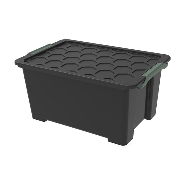 Cutie de depozitare  negru lucios din plastic cu capac Evo  Safe - Rotho