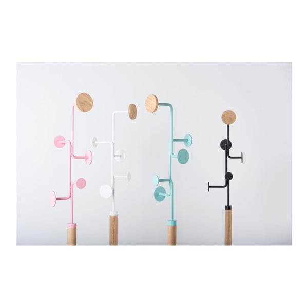 Cuier din lemn masiv de stejar cu detalii albastre Gazzda Hook-image-1