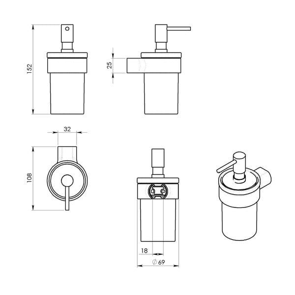 Dozator de săpun lichid alb/auriu de montat pe perete din sticlă 110 ml Gedy Pirenei – Sapho-image-2