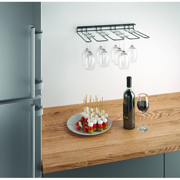 Suport de perete pentru sticle de vin Metaltex Wine Glass, negru-image-1