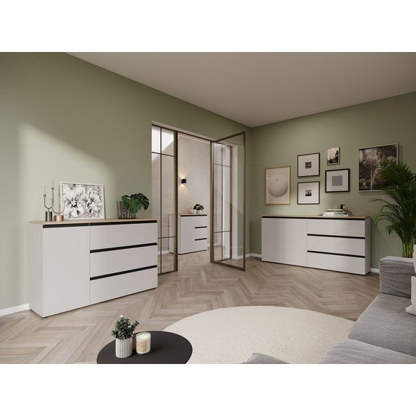 Comodă grej/în culoare naturală deschisă 135x91x41 cm Cormano – Germania-image-1
