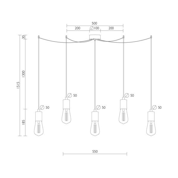 Lustră cu 5 becuri Bulb Attack Cero Basic Marine, negru-image-3