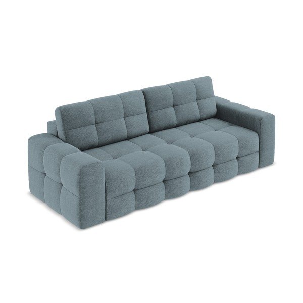 Canapea albastră extensibilă cu tapițerie din țesătură bouclé 255 cm Milu – Makamii-image-2
