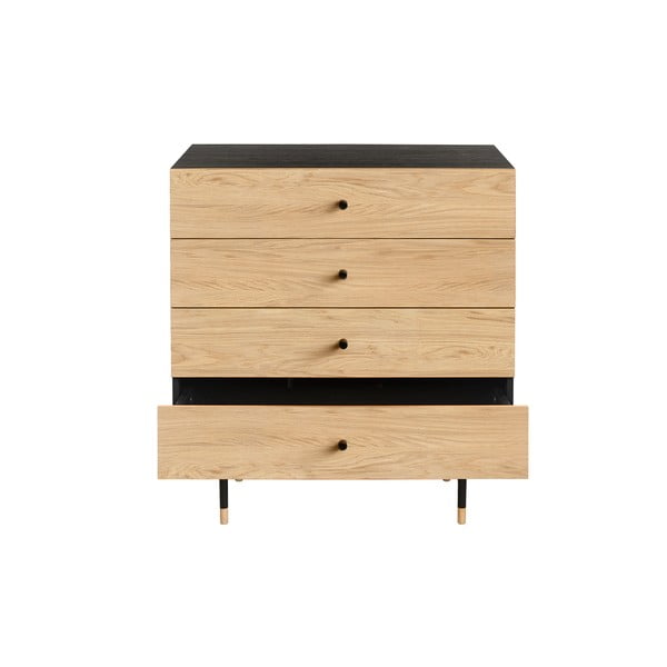 Comodă neagră/în culoare naturală înaltă cu aspect de lemn de stejar 80x87 cm Jugend – Woodman-image-3