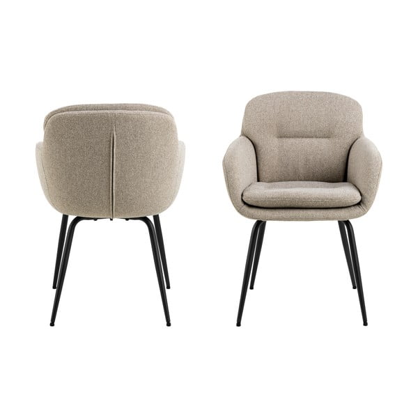 Scaun de sufragerie bej cu cotiere tapițat Dora – Actona-image-4