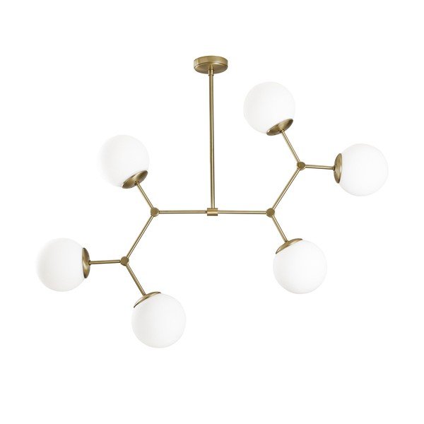 Lustră albă/alămie cu abajur din sticlă Damar – Opviq lights-image-2