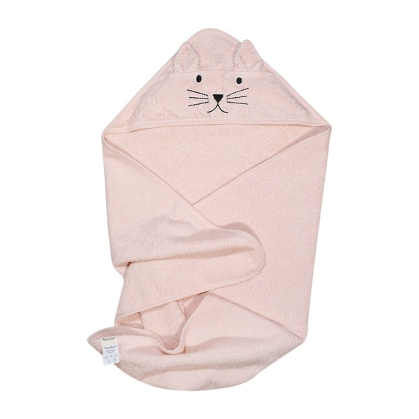 Prosoape de bumbac pentru copii cu glugă Kindsgut Cat, roz-image-2