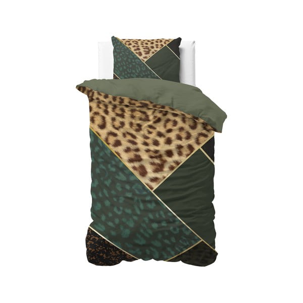 Lenjerie din bumbac pentru pat de o persoană Dreamhouse Viber Panther Green, 140 x 200 cm, verde