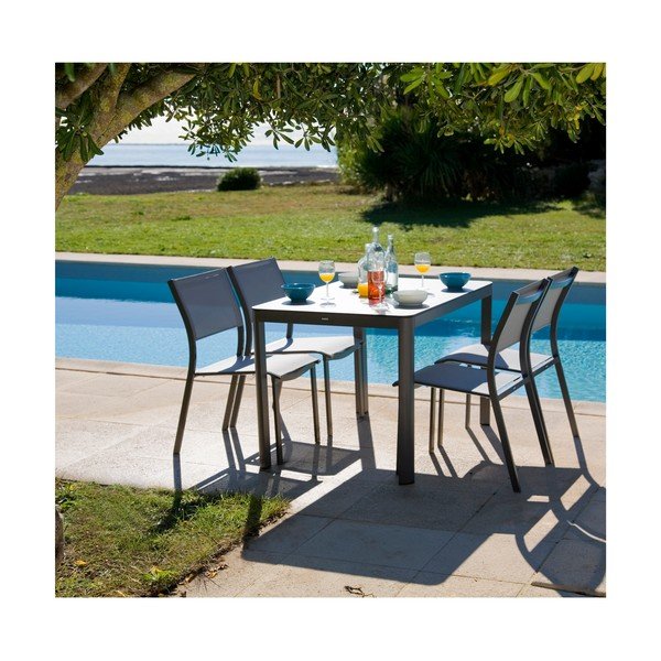 Masă de grădină din aluminiu Ezeis Mistral, gri, lungime 120 cm-image-2