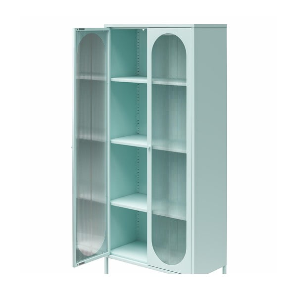 Vitrină albastru-deschis din metal 80x186x40 cm Luna – Støraa-image-3