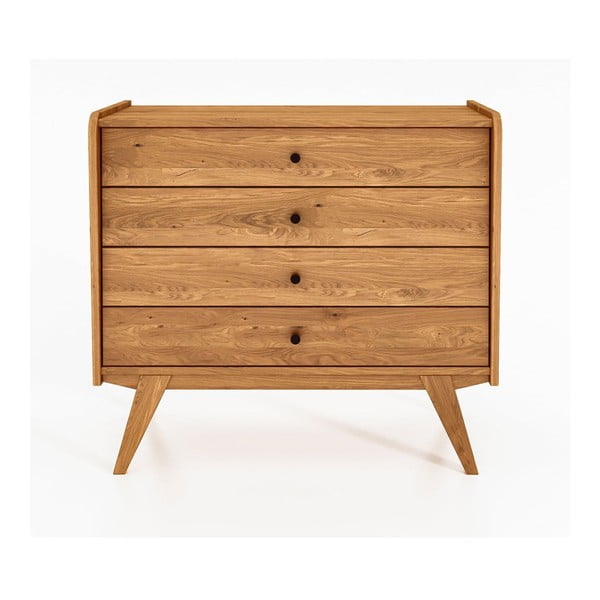 Comodă joasă din lemn de stejar 100x90 cm Retro - The Beds-image-2