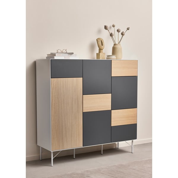 Comodă înaltă gri antracit-natural136x133 cm Edge by Hammel – Hammel Furniture-image-1