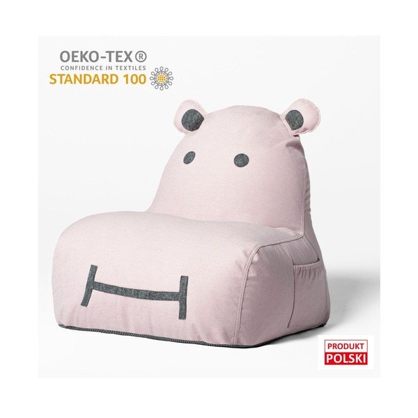 Fotoliu puf pentru copii roz deschis Hippo – The Brooklyn Kids-image-2