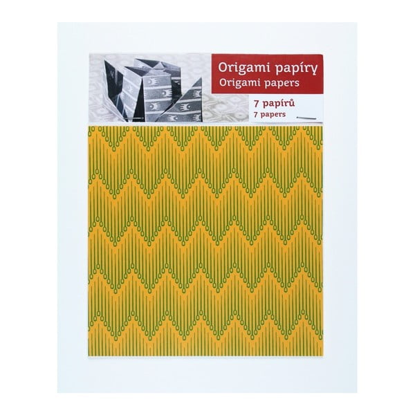 Hârtie origami Calico, verde cu galben