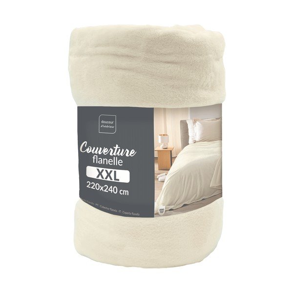 Pătură crem din microflanel 220x240 cm Flanou – douceur d'intérieur-image-3