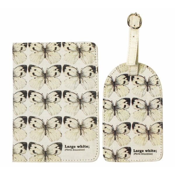 Set husă pașaport și etichetă bagaj Gift Republic Butterflies