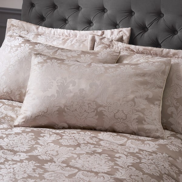 Lenjerie de pat bej din damasc pentru pat dublu 200x200 cm Damask Jacquard – Catherine Lansfield-image-2