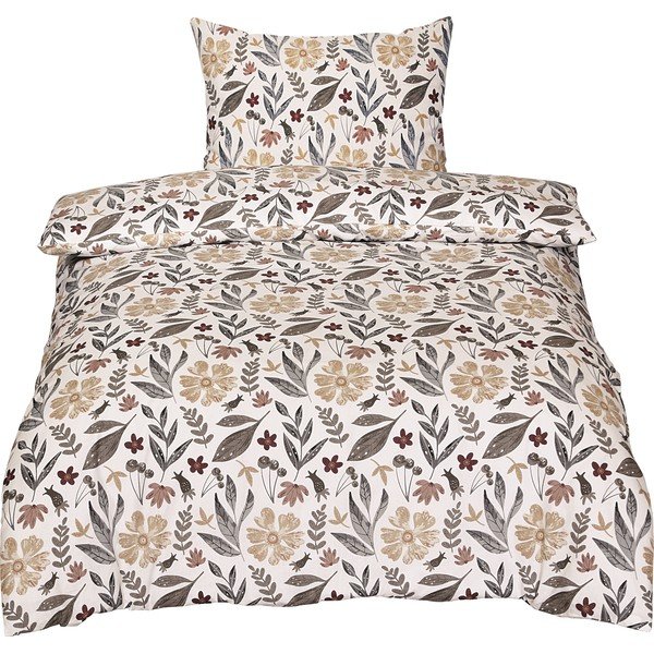 Lenjerie de pat bej din bumbac pentru pat de o persoană 140x200 cm Agatha – Cotton House
