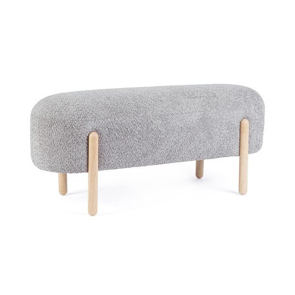 Bancă gri capitonată cu tapițerie din țesătură bouclé Dayla – Bizzotto-image-2