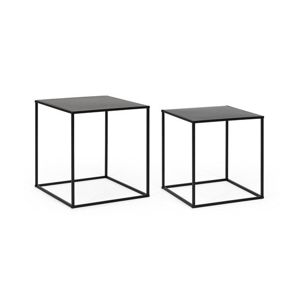 Măsuțe de cafea negre 2 buc. din metal 38x38 cm Alrik – Yes Everyday-image-3