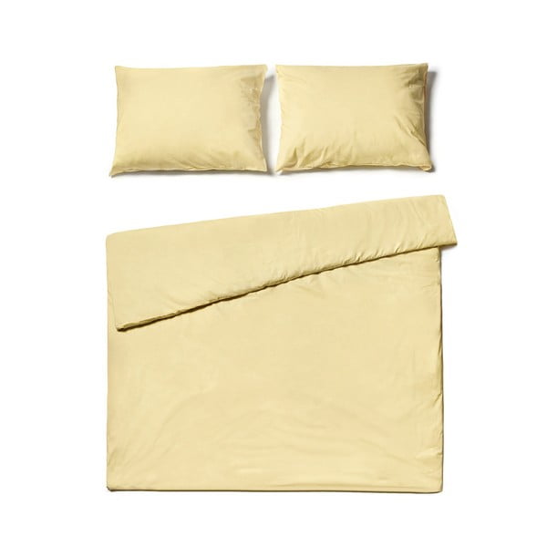 Lenjerie pentru pat dublu din bumbac Bonami Selection, 160 x 200 cm, galben vanilie