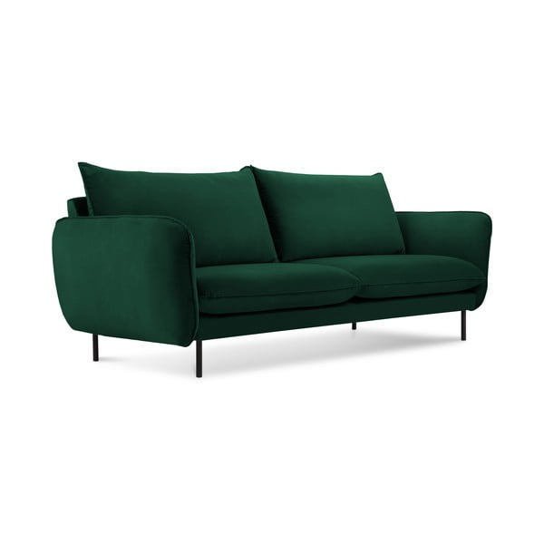 Canapea verde-închis cu tapițerie din catifea 160 cm Vienna – Cosmopolitan Design