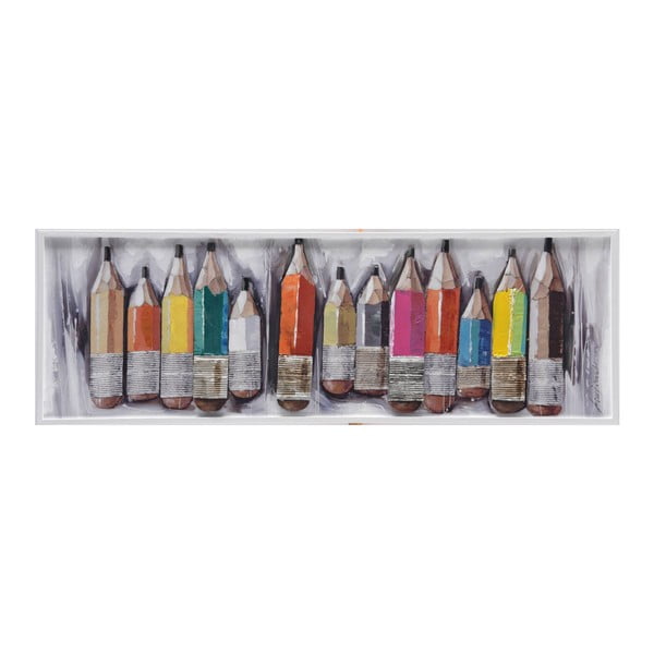 Tablou artizanal Vivorum Rainbow Pencils, 120 x 40 cm