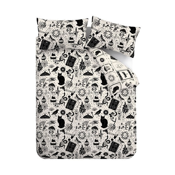 Lenjerie de pat neagră-bej pentru pat de o persoană 135x200 cm Enchanted Witchcraft – Catherine Lansfield